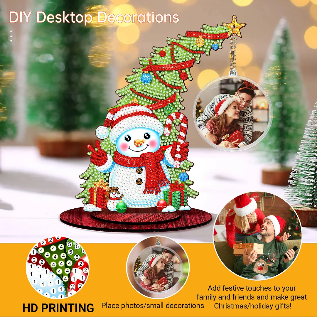 Photo Christmas Tree 5D DIY Diamond Art Tabletop Wood Decorations Ornament Kits