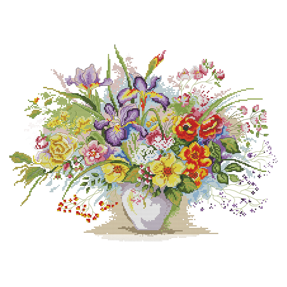 

47*36CM - 14CT Stamped Cross Stitch-Flowers Series, 501 Original