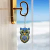 1 porte-cl&eacute;s DIY 3D en diamant hibou bleu fonc&eacute; avec boucle homard, porte-cl&eacute;s double face en diamant avec cha&icirc;ne de ressort, cristal en diamant, mosa&iuml;que de diamants, cadeau unique fait main