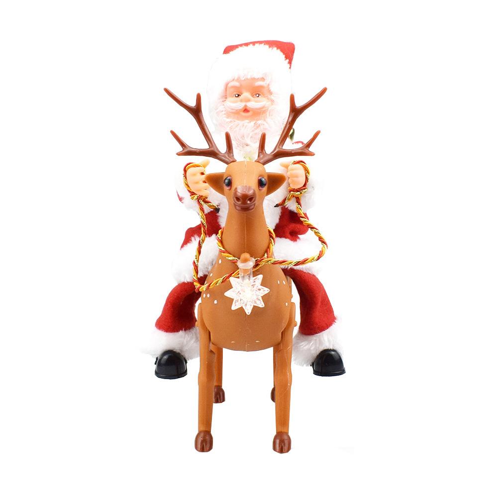 

Creative Santa Riding Deer Doll Electric Toy with Music Kids Christmas Gift, 501 Original