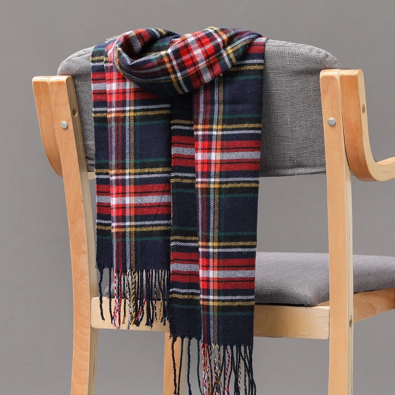 British Plaid Tassel Couple Parent-child Men’s Scarf Autumn And Winter Cashmere Plaid Scarf