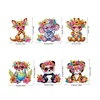 (US Local)6Pcs Acrylic Animals And Flowers Diamond Art Fridge Magnet for Car Mailbox Decor