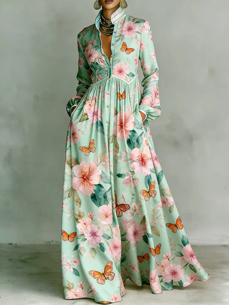 Women's Printed Elegant Romantic Vacation Medium Sleeve Maxi Dress