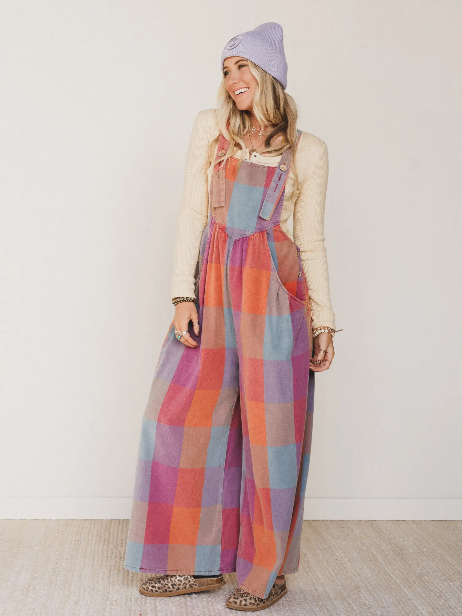 Delyah Plaid Pattern Overalls - Multi