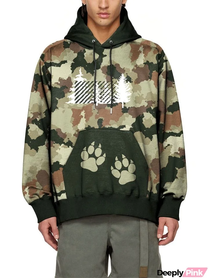Stylish Print Casual Pullover Oversized Mens Purple Hoodie