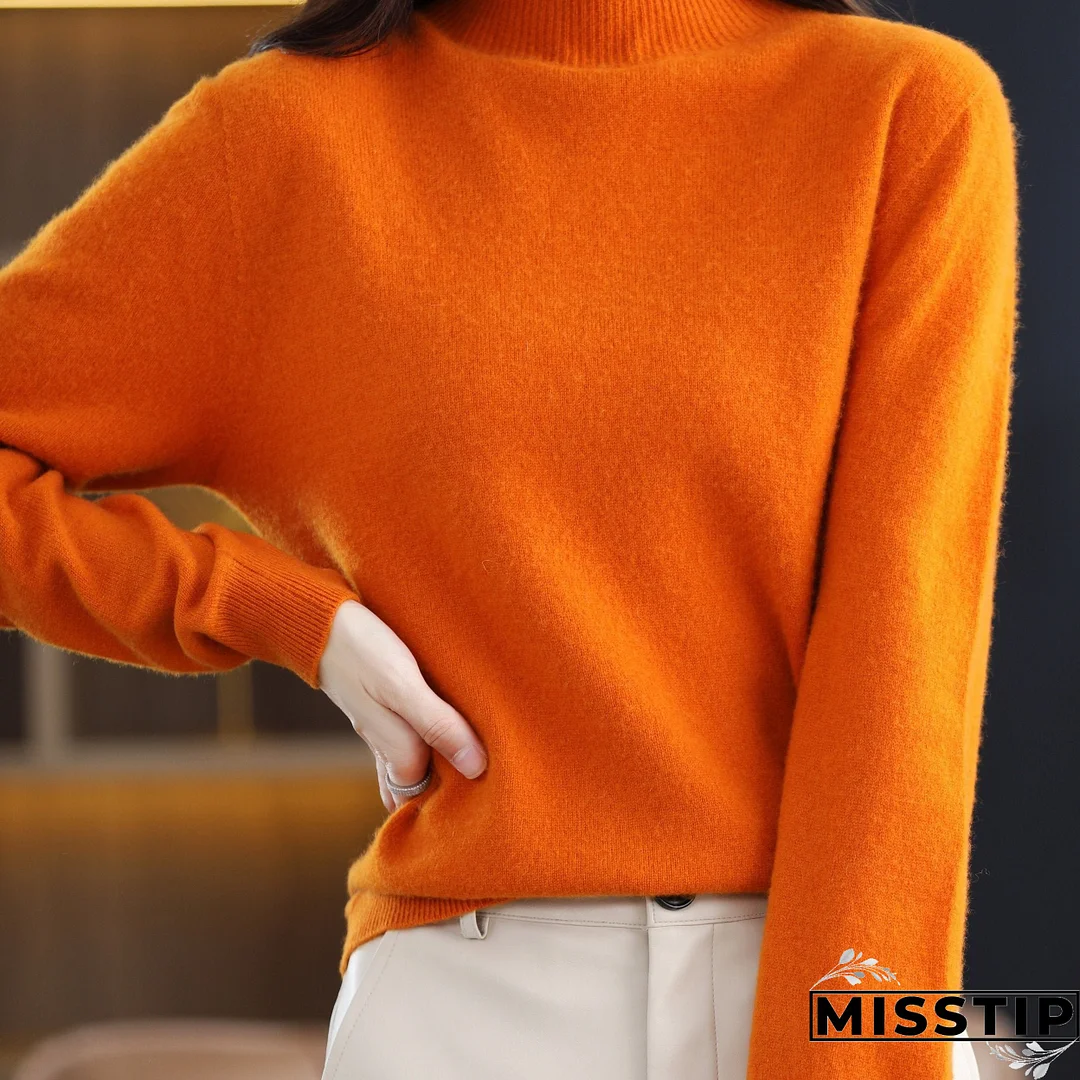 Solid Mock Neck Pullover Sweater, Elegant Long Sleeve Sweater, Women's Clothing