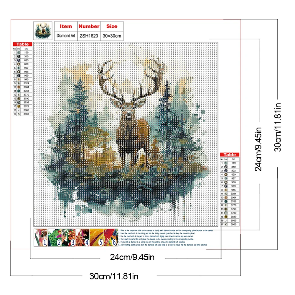 Diamond Painting - Full Round Drill - Forest Deer(Canvas|30*30cm)