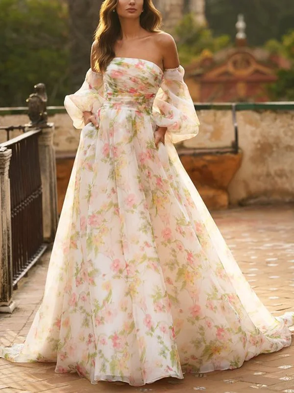 Bandeau Print Maxi Dress
