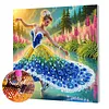 Jumping Girl DIY set de peinture perl&eacute;e en forme sp&eacute;ciale avec cadre 25x25cm cadeau