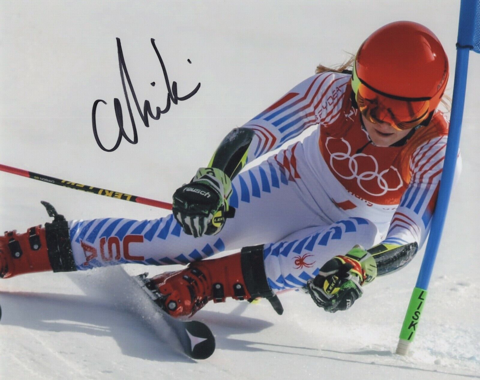 MIKAELA SHIFFRIN SIGNED AUTOGRAPH OLYMPICS DOWNHILL SKIING 8X10 Photo Poster painting #4