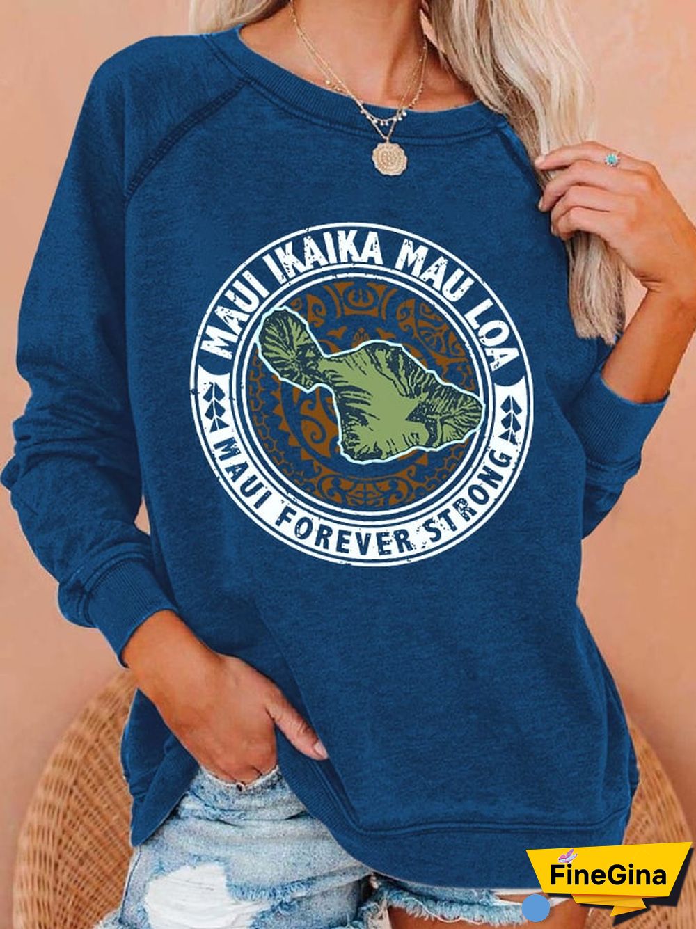 Women's Maui Forever Strong Ikaika Long Sleeve Printed Sweatshirt