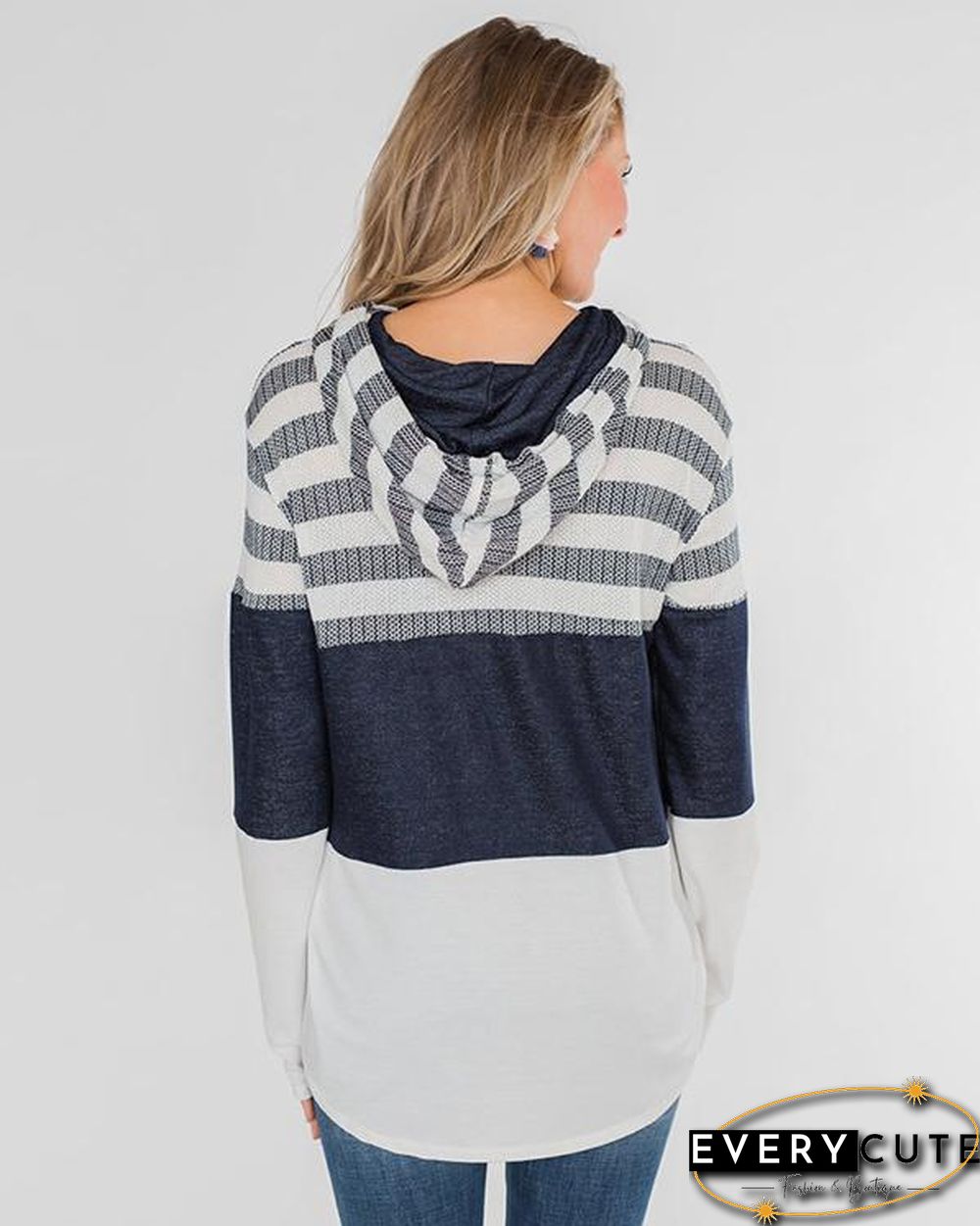Color Block Splicing Drawstring Hoodies