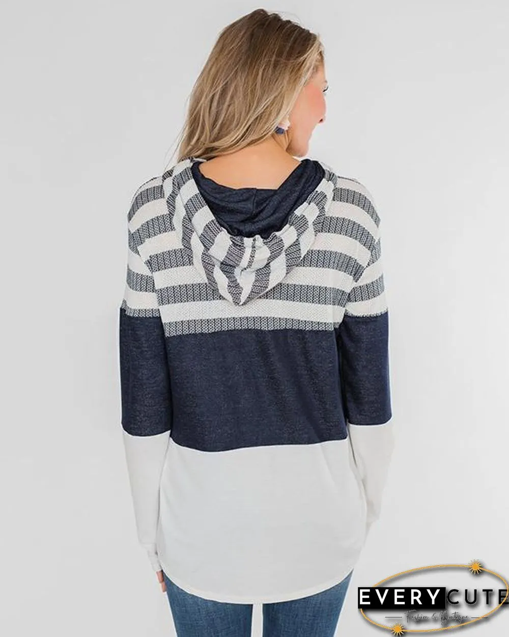 Color Block Splicing Drawstring Hoodies