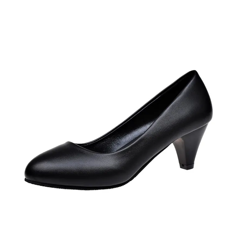Yyvonne New White-Collar Low-Heeled Work Shoes Fashion Leather Coarse OL Single Shoes Vietnamese Side Trade Dress Women's Shoes