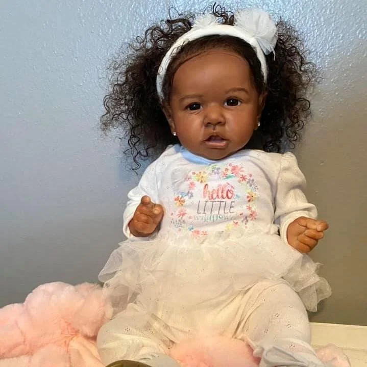 12'' Black African American Reborn Baby Doll Girl Toy Lifelike Weighted Silicone Baby with Rooted Hair Diaz by Creativegiftss® 2024 -Creativegiftss® - [product_tag] RSAJ-Creativegiftss®