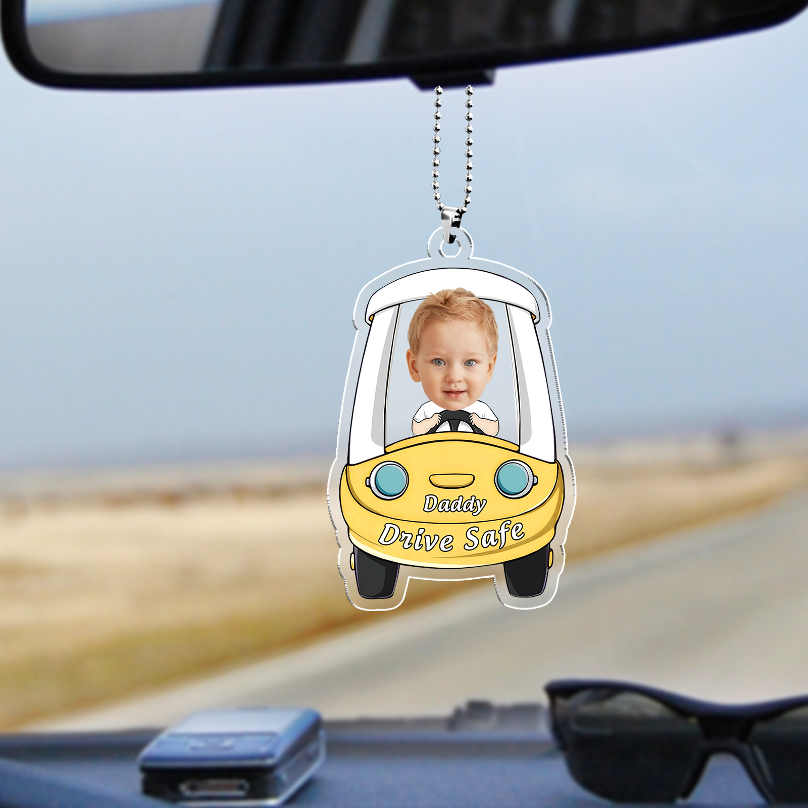 Personalised Car Acrylic Hanging Ornament Custom Photo & Text & Name Keychain Pedant Gift for Family-Jessemade AU