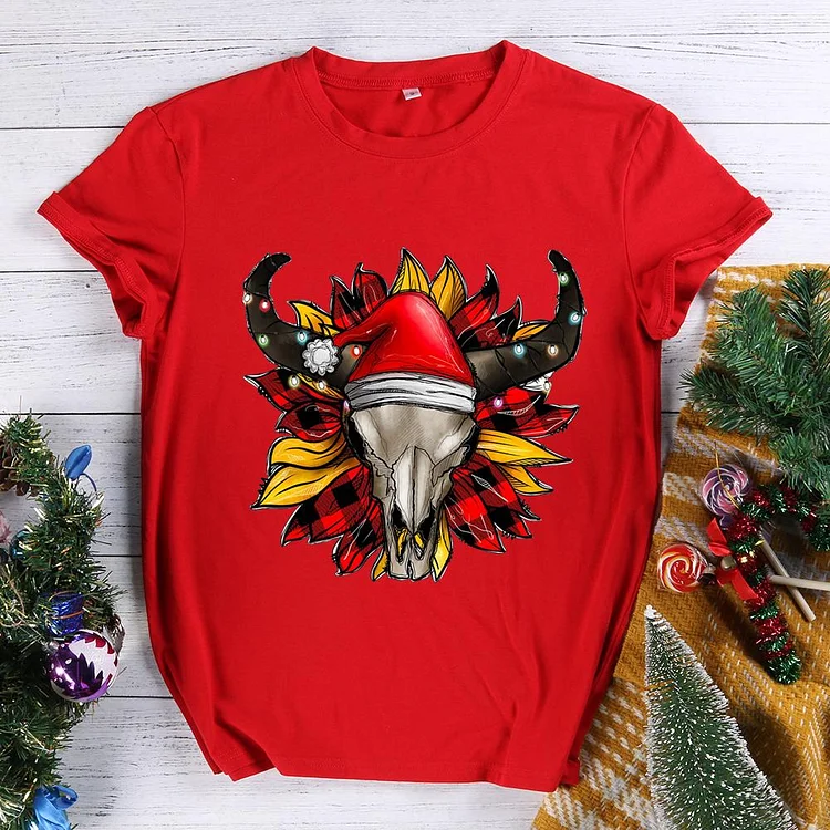 PSL - Sunflower Boho Skull Christmas T-Shirt-011967