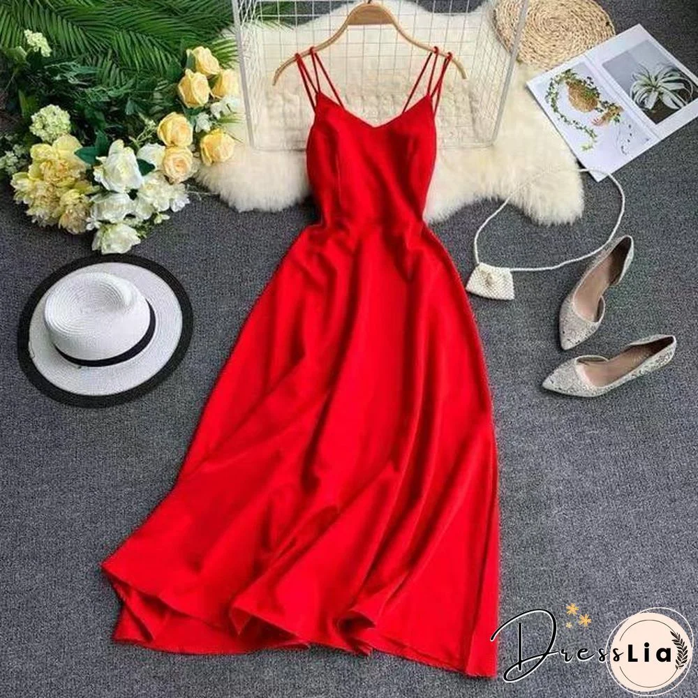 Marwin New-Coming Spring Summer Holiday Long Dress Cross Spaghetti Strap Open Back Beach Style Ankle-Length Women Dresses