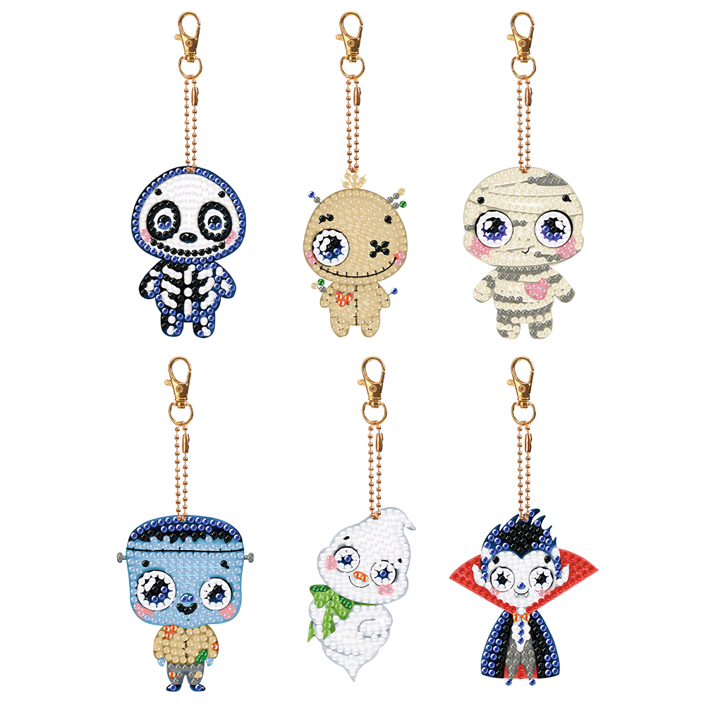 6PCS Double Sided Special Shape Diamond Painting Art Keychain Pendant ...