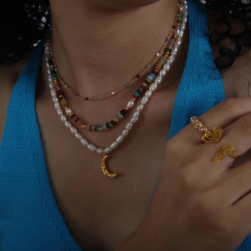 Bohemian Colorful Titanium Steel Enamel Plating 18k Gold Plated Bracelets Necklace