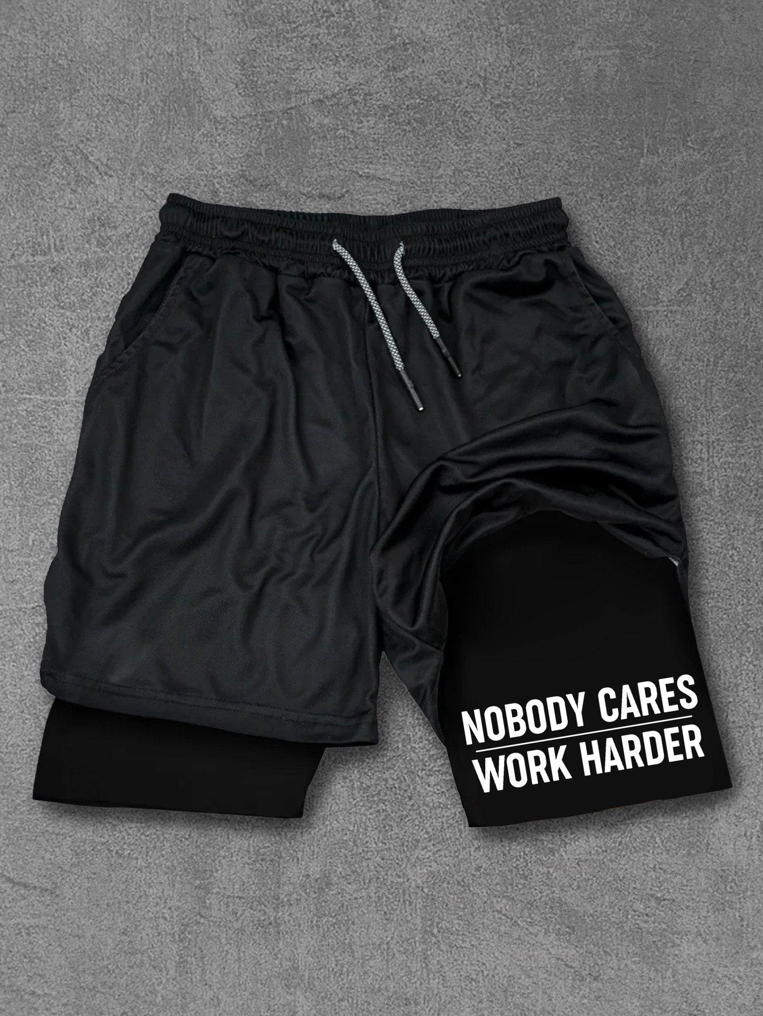 NOBODY CARES WORK HARDER Performance Training Shorts