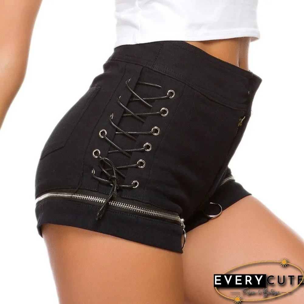 Sexy Summer Women Denim Shorts High Waist Ripped Short Jeans Femme Tassel Lace Up Bandage Hotpants