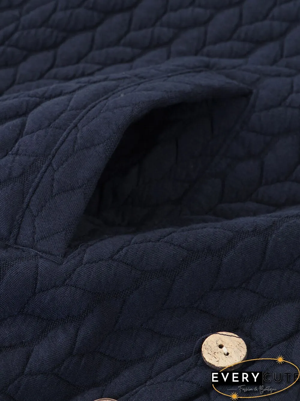 Casual Jacquard Pockets High Low Thin Loose Hooded Coat