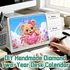 2027-2028 Two-Year Diamond Painting Calendar Kit, 13 Exquisite Multicolor Butterfly And Floral Illustrations, Large Size Desk Calendar, Mosaic Art Coil-Bound Desktop Planner