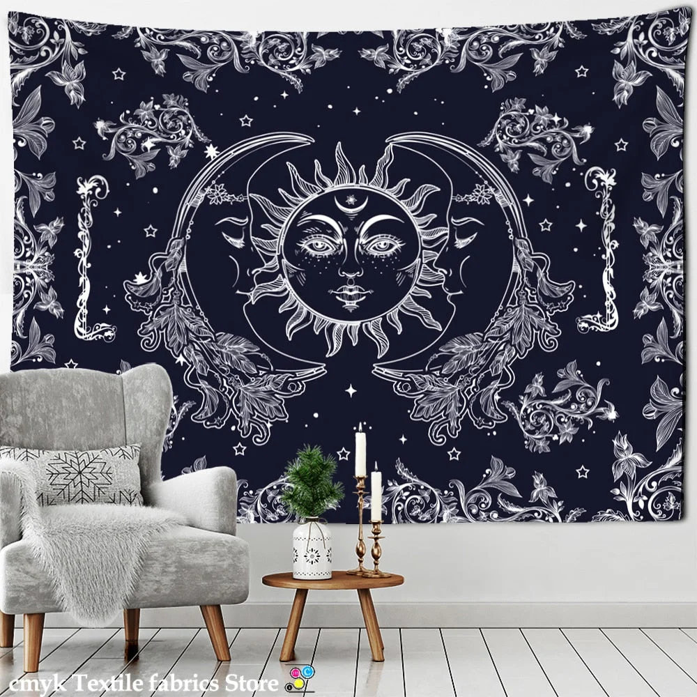 Colorful Sun Moon Tapestry Universe Psychedelic Witchcraft Hippie Tapiz Wall Hanging Room Home Decor