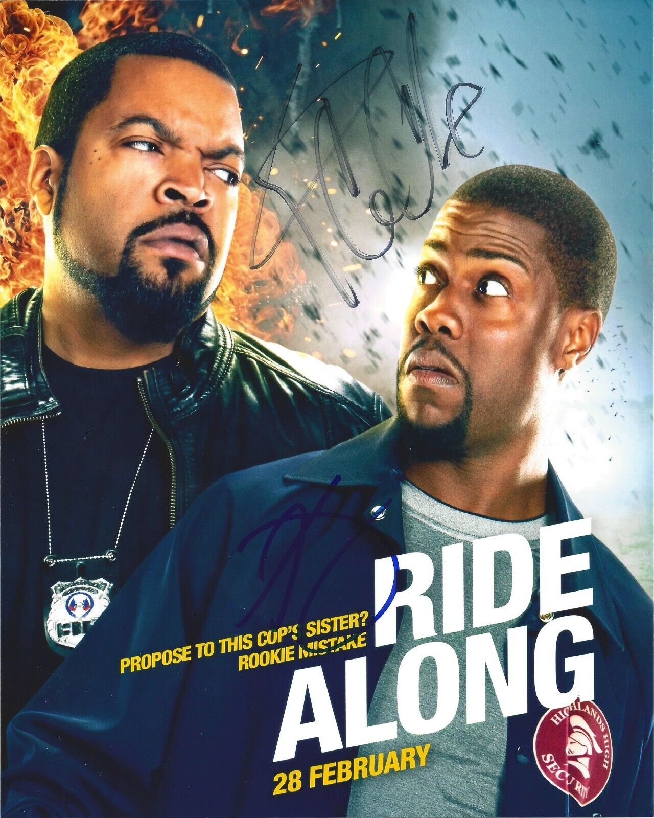 Kevin Hart Ice Cube Autographed 8x10 Ride Along NWA ComedianA460