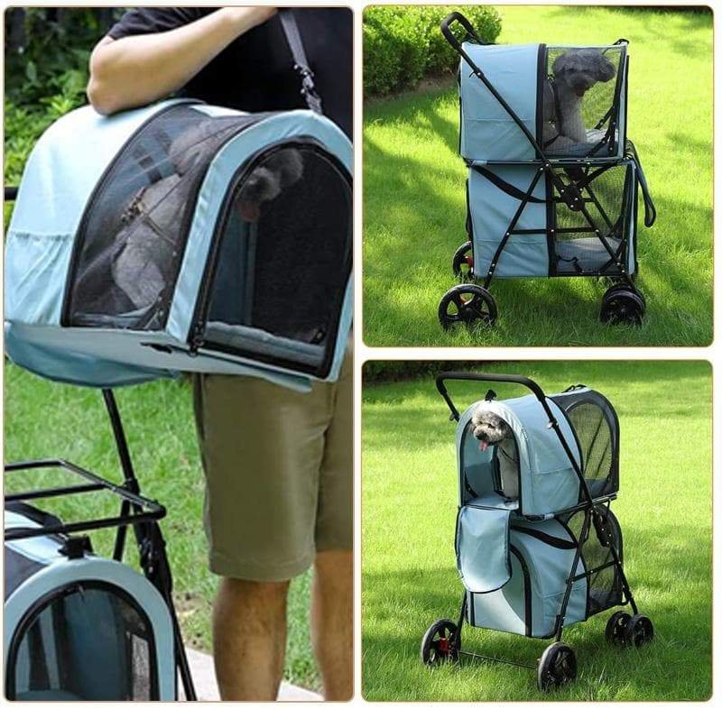 Double Pet Stroller for 2 Pets with Suspension System 360° Rotating Front Wheel