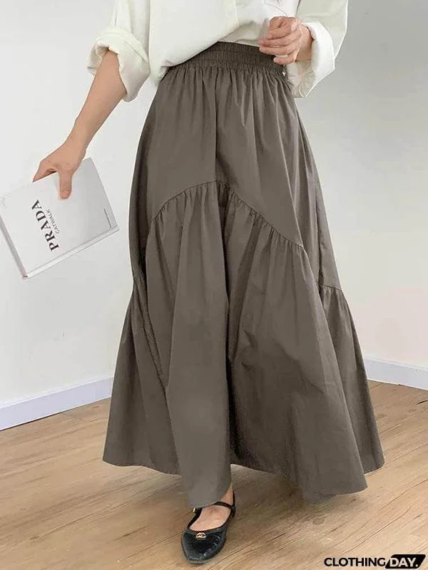Loose Pleated Split-Joint Skirts Bottoms