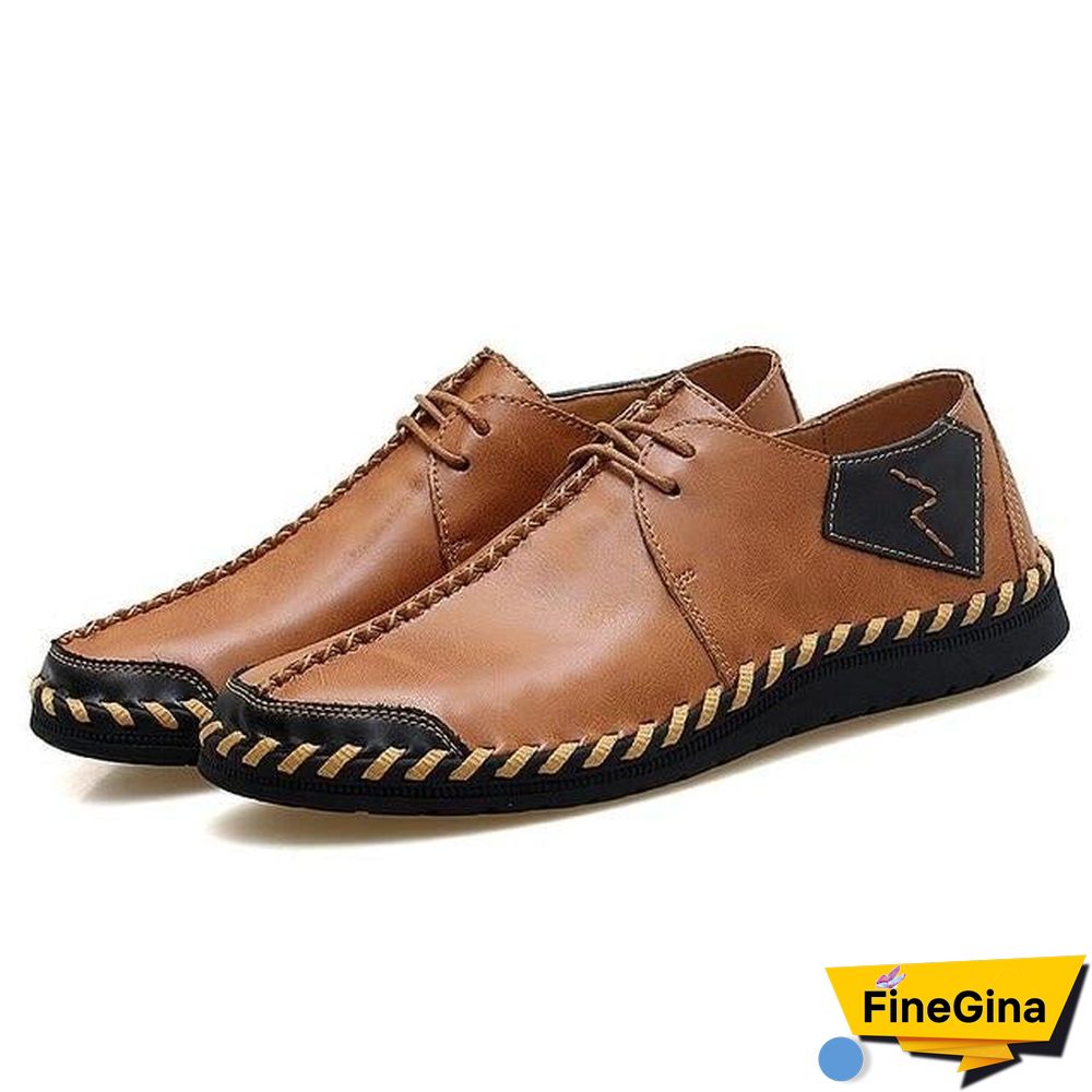 Men Casual Cow Leather Light Comfortable Split Leather Flats Shoes