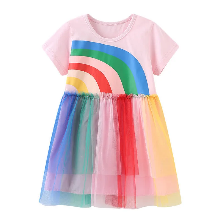 Toddler Girl Rainbow Mesh Loose Dress