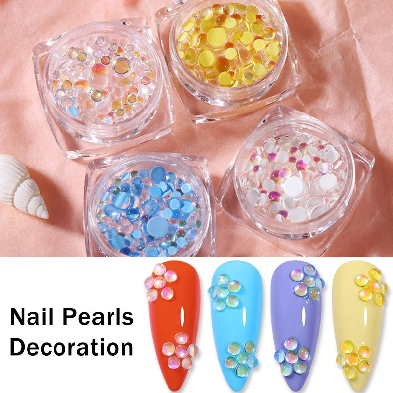 Candy Colors Mixed Size Love Heart Design 3D Nail Art Decoration Glass Crystal Beads AB Rhinestones DIY Flatback Acrylic Stones-Nail Inspo