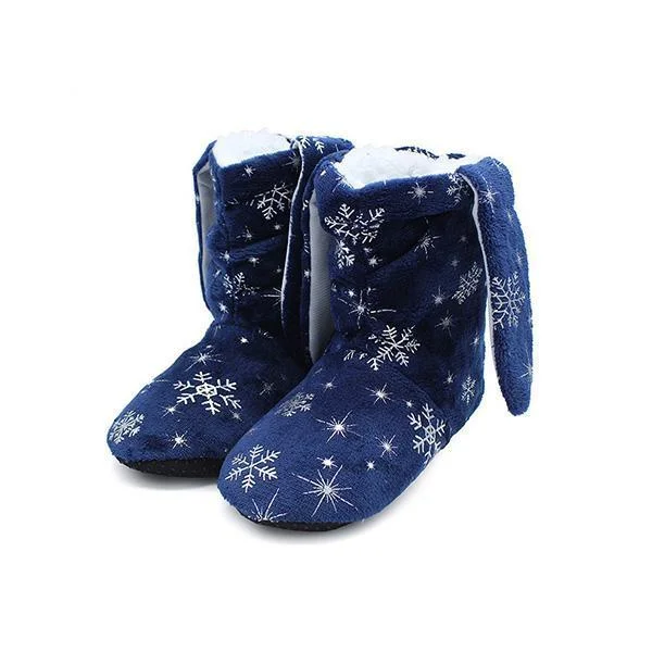 Christmas Snowflake Print Ear Design Indoor Boots