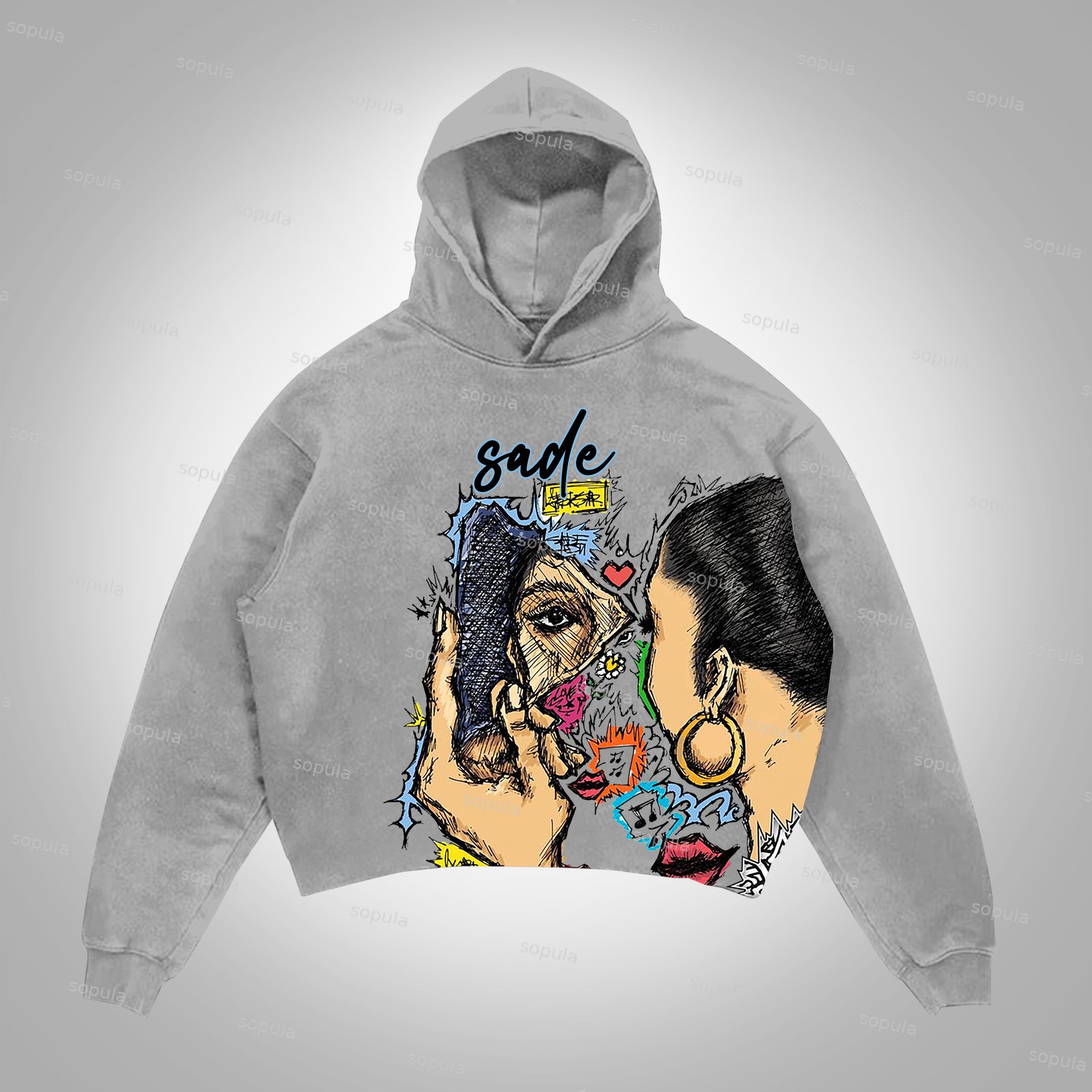Sopula Vintage Sade Adu Graphic Print Pocketless Hoodie - Sopula｜Premium Graphic Tees & Graphic Clothing