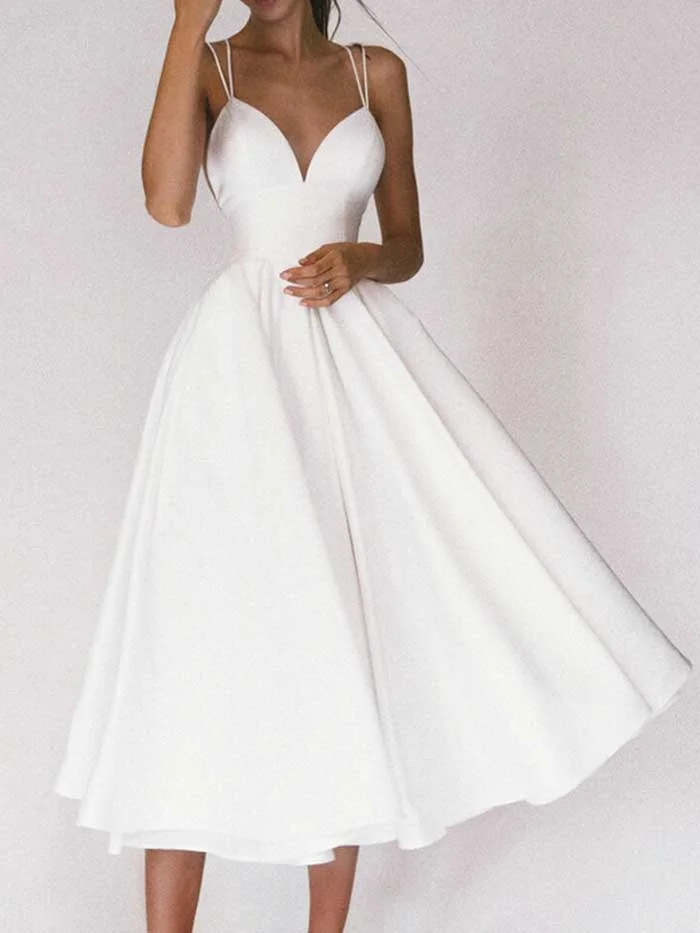 Women's summer solid color sling dress skirt mid-length high waist large swing dress