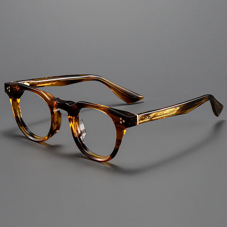 KOCOLIOR Vintage Board Tortoiseshell New Niche Board Plug-in frame Round Frame Anti Blue Light Reading Glasses for Man and Woman