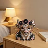Glasses Holder for Table Decor Crystal Drill Handmade Wood Cute Cow DIY Diamond Art Special Shaped Glasses Holder for Table Decor Crystal Drill