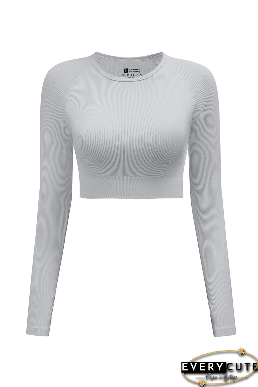 Gray Long Sleeve Seamless Crop Smoke