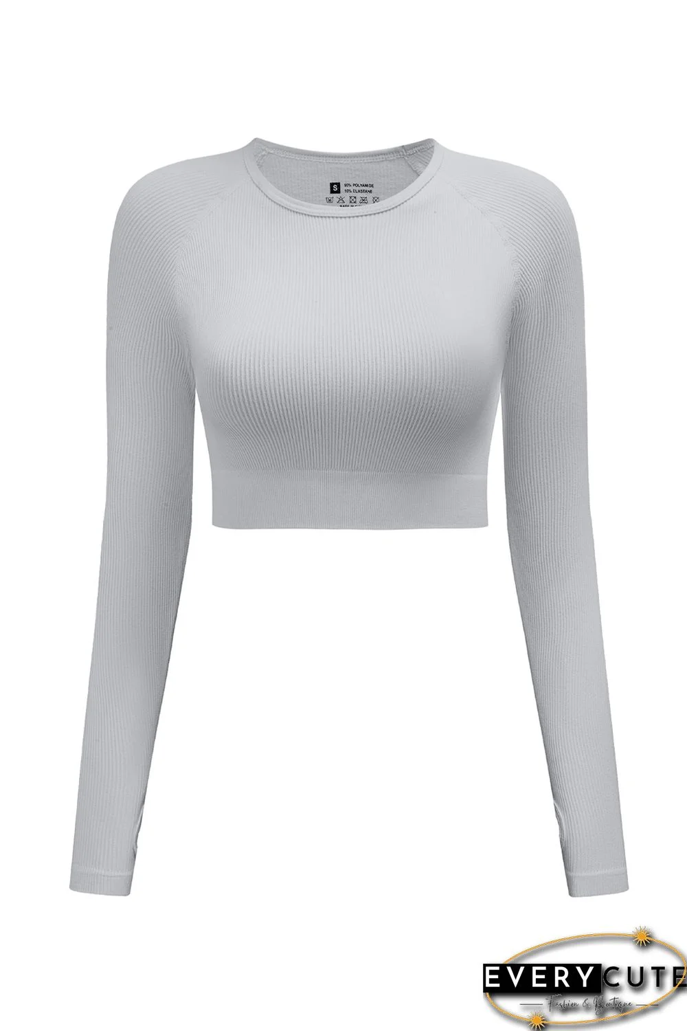 Gray Long Sleeve Seamless Crop Smoke