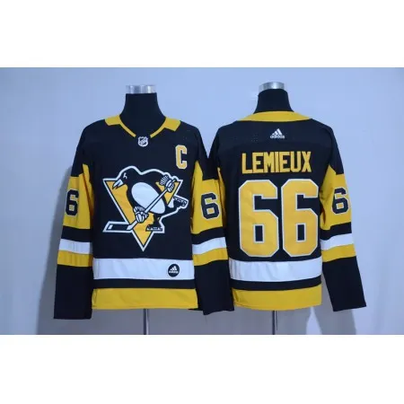 Men's Pittsburgh Penguins #66 Mario Lemieux  Black Road Authentic Stitched NHL Jersey