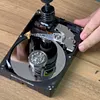 Industrial Upcycled Hard Drive Clock｜2-in-1 Tech Desk Timepiece & Mini Mirror Ornament