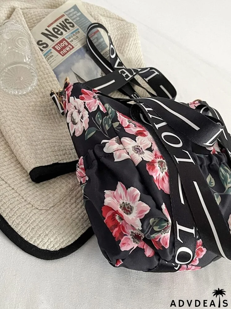 Floral Graphic Shoulder Tote Bag