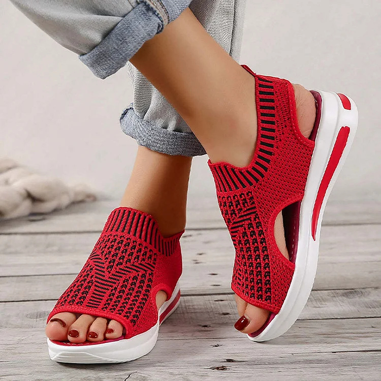 2022 Women Open Toe Breathable Stretch Mesh Platform Sandals  Stunahome.com