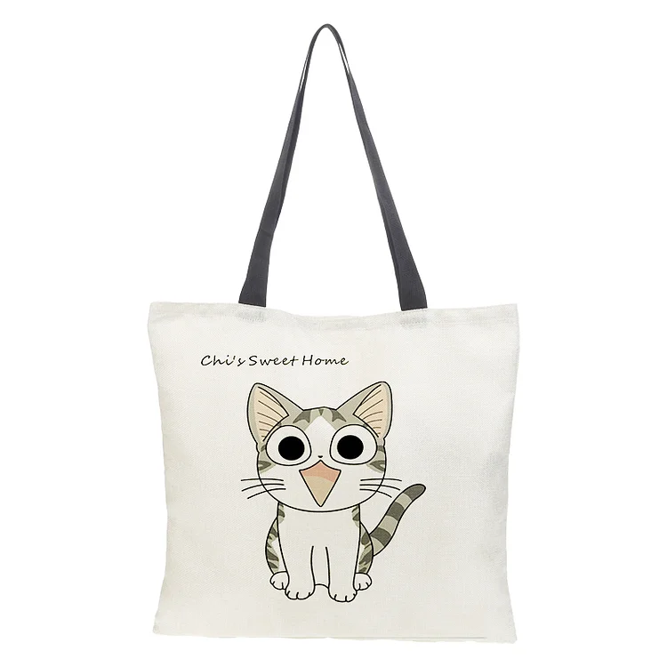 Linen Eco-friendly Tote Bag - Cat