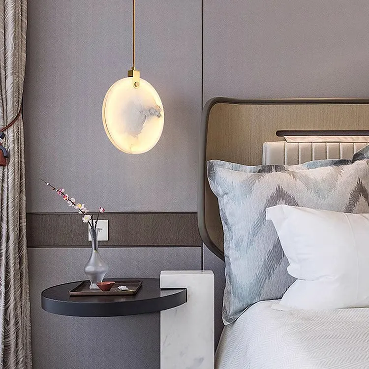 Simple Round LED Alabaster Pendant Lights