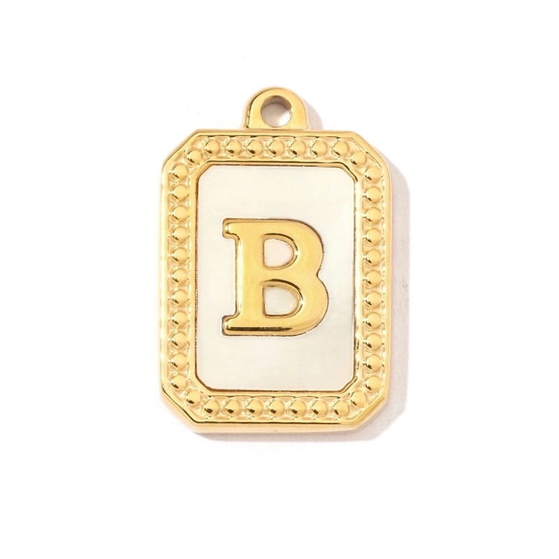 A Pack Of 3 201 Stainless Steel Shell 18K Gold Plated Letter Polished Pendant