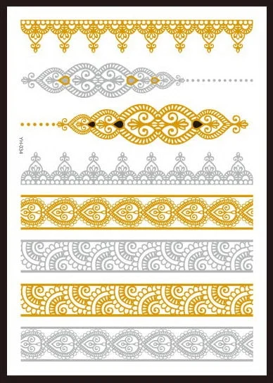 Flash Metallic Waterproof Tattoo Temporary Color Gold Silver Women Fashion Peacock Feather bird Design Sticker on the body YH119